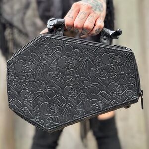 Black Coffin Purse Kreepsville Skeleton Skull & Bones Goth Rockabilly Spooky
